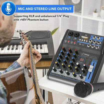 4-Ch Bluetooth Pro Audio DJ Sound Mixer
