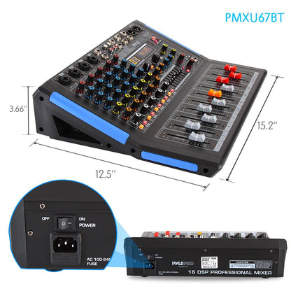 6-Ch Bluetooth Studio Pro Audio DJ Mixer