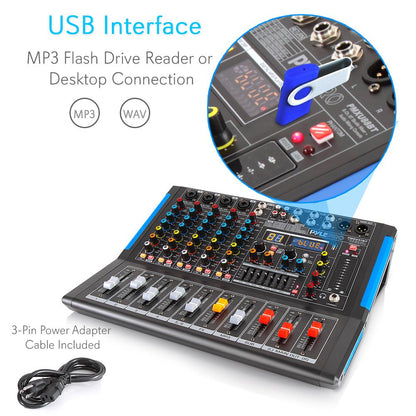6-Ch Bluetooth Studio Pro Audio DJ Mixer