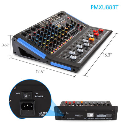 8-Ch Bluetooth Studio Pro Audio DJ Mixer