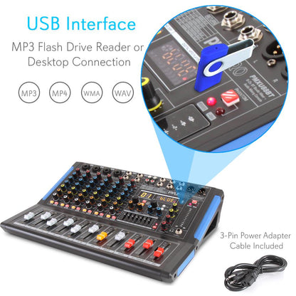 8-Ch Bluetooth Studio Pro Audio DJ Mixer
