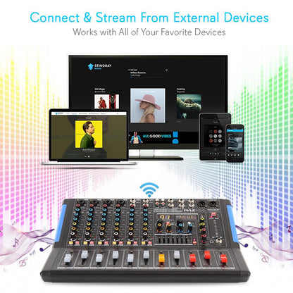 8-Ch Bluetooth Studio Pro Audio DJ Mixer