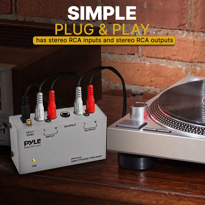 Ultra-Compact Phono Turntable Preamp with RCA & 1/4'' Outputs