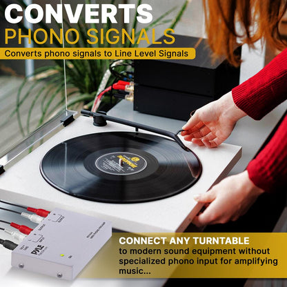 Ultra-Compact Phono Turntable Preamp with RCA & 1/4'' Outputs