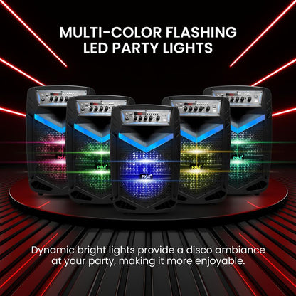Portable Bluetooth PA Speaker 600W Rechargeable 10" Subwoofer Party Lights