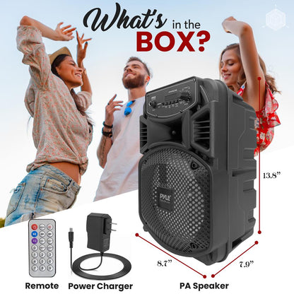 8” Portable PA Speaker Subwoofer Party Lights