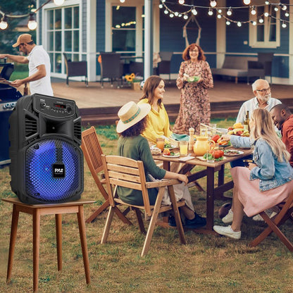 8” Portable PA Speaker Subwoofer Party Lights
