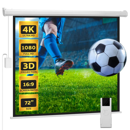 Motorized Plug-in Projector Screen, 72''