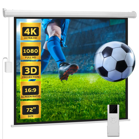 Motorized Plug-in Projector Screen, 72''