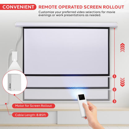 Motorized Plug-in Projector Screen, 72''