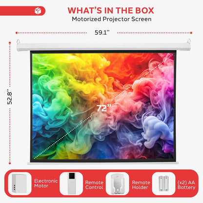 Motorized Plug-in Projector Screen, 72''