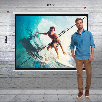 Easy Pull-Down Projector Screen, 84-Inch